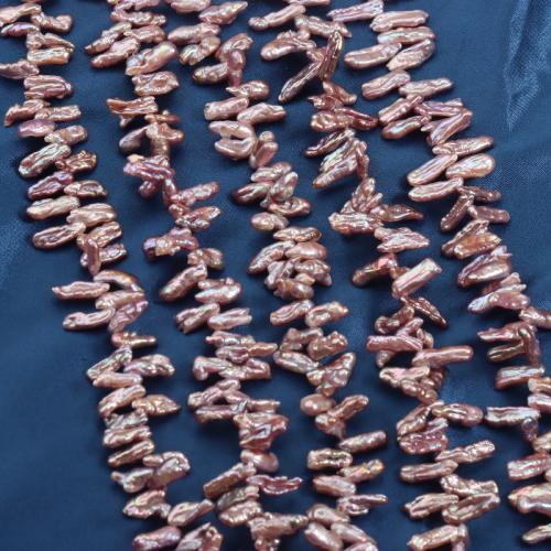 Biwa Cultured Freshwater Pearl Beads, DIY & top drilled, purple, beads width 5-6mm, length 14-17mm Approx 0.7mm Approx 40 cm, Approx 