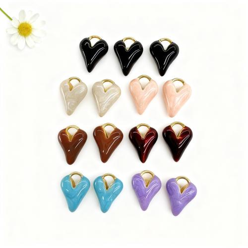 Colgantes de latón del esmalte, metal, Corazón, chapado en color dorado, Bricolaje, más colores para la opción, 12x16x6mm, Vendido por UD