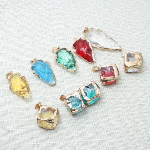 自然な石英ペンダント, 天然クォーツ, とともに 亜鉛合金, 幾何学パターン, DIY, 無色, 売り手 セット