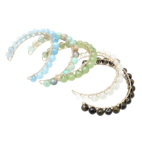 Gemstone Cuff Bangle, with Zinc Alloy & Unisex, beads size 8mm, Inner Approx 62mm 