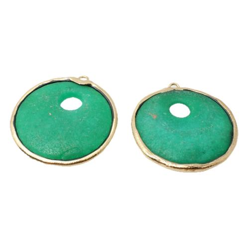 Jade Pendants, with Zinc Alloy, Flat Round, DIY, 50mm 