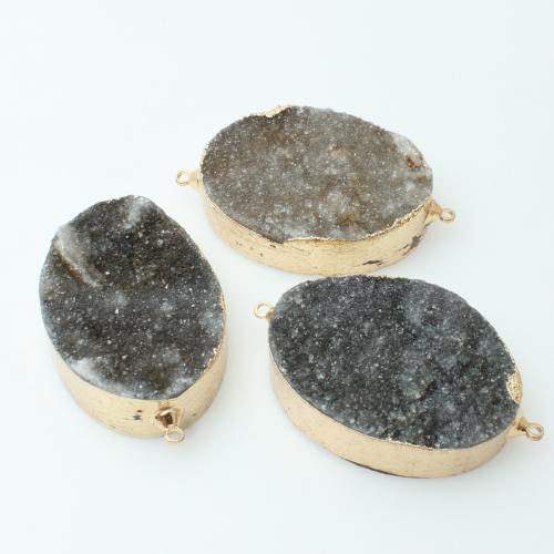 Conector Cuarzo Natural, Óvalo, Bricolaje, Color aleatorio, 27x35mm, Vendido por UD