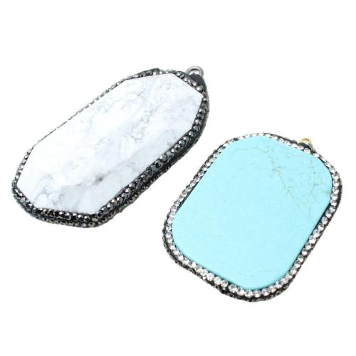 Anhänger aus Zinklegierung und Schmuckstein, Natürliche Türkis, mit Zinklegierung, Geometrisches Muster, DIY & verschiedene Stile für Wahl & mit Strass, verkauft von PC