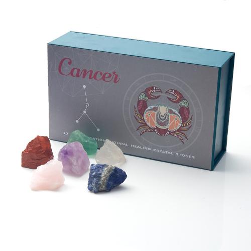 Decoración de semi piedras preciosas, 12 Signos del Zodíaco, diferentes estilos para la opción, 200x120x58mm, Vendido por Caja