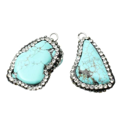 Colgante Turquesa de Aleación de Zinc, Turquesa natural, con aleación de zinc, Irregular, enviado al azar & Bricolaje & con diamantes de imitación, pendant size 20-25mm, Vendido por UD