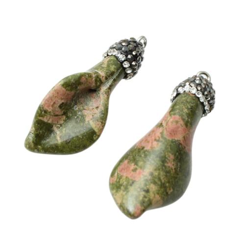 Colgantes de unakite, unaquita, Irregular, Bricolaje & con diamantes de imitación, 42x18mm, Vendido por UD
