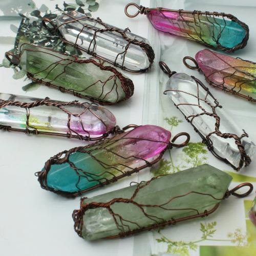 Colgantes de Cuarzo Natural, con aleación de zinc, Patrón Geométrico, Bricolaje, más colores para la opción, 15x17mm, Vendido por UD