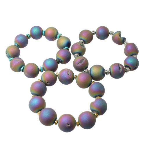 Agate bracelet, Rond, Placage coloré, envoyé au hasard & unisexe, beads size 20mm Environ 15 cm, Vendu par PC