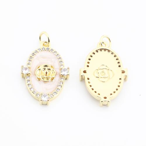 Colgante de Micro Pavé de Zirconía Cúbica, metal, chapado en color dorado, Bricolaje & micro arcilla de zirconia cúbica, 25x15x3mm, Vendido por UD