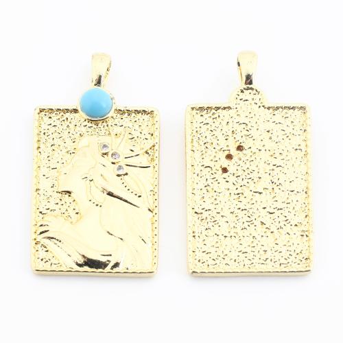 Colgante de Micro Pavé de Zirconía Cúbica, metal, Rectángular, chapado en color dorado, Bricolaje & micro arcilla de zirconia cúbica, 31x16x4mm, Vendido por UD