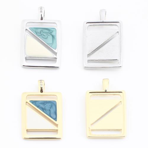 Enamel Brass Pendants, Rectangle, plated, DIY & hollow 