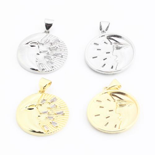 Colgante de Micro Pavé de Zirconía Cúbica, metal, Redondo aplanado, chapado, Bricolaje & micro arcilla de zirconia cúbica, más colores para la opción, 27x21x2.5mm, Vendido por UD