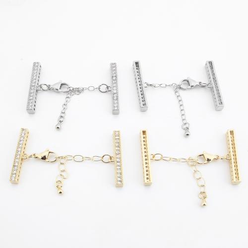 Brass Clasp Findings, metal, chapado, Bricolaje & micro arcilla de zirconia cúbica, más colores para la opción, 31x67x4mm, Vendido por UD