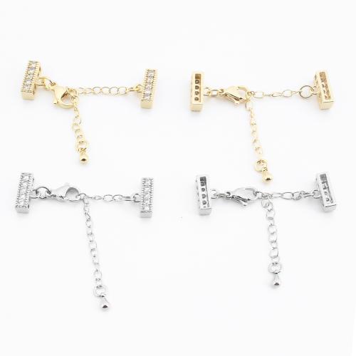 Brass Clasp Findings, metal, chapado, Bricolaje & micro arcilla de zirconia cúbica, más colores para la opción, 12x64x4mm, Vendido por UD