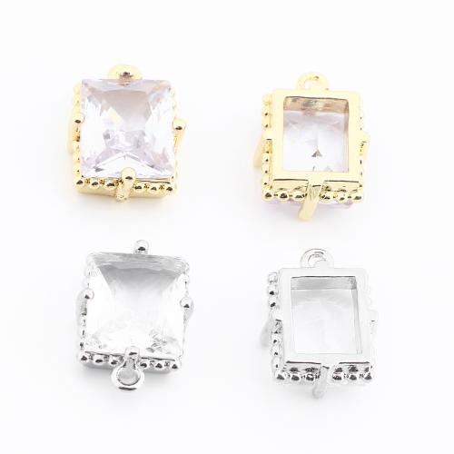 Conector de Micro Pavé de Zirconía Cúbica en Latón, metal, Rectángular, chapado, Bricolaje & micro arcilla de zirconia cúbica, más colores para la opción, 14x10x5mm, Vendido por UD