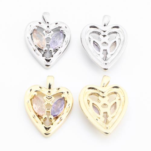 Colgante de Micro Pavé de Zirconía Cúbica, metal, Corazón, chapado, Bricolaje & micro arcilla de zirconia cúbica & hueco, más colores para la opción, 16x12x3mm, Vendido por UD