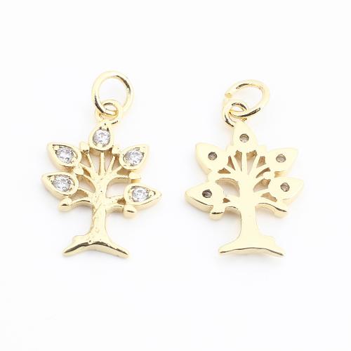 Colgante de Micro Pavé de Zirconía Cúbica, metal, Árbol, chapado en color dorado, Bricolaje & micro arcilla de zirconia cúbica, 21x12.5x1.5mm, Vendido por UD