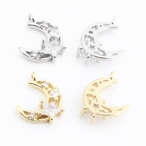 Colgante de Micro Pavé de Zirconía Cúbica, Piedras preciosas, Luna, chapado, Bricolaje & micro arcilla de zirconia cúbica, más colores para la opción, 15x12x4mm, Vendido por UD