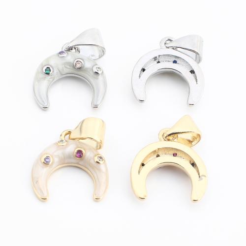 Colgante de Micro Pavé de Zirconía Cúbica, metal, Luna, chapado, Bricolaje & micro arcilla de zirconia cúbica, más colores para la opción, 16.5x12x3mm, Vendido por UD