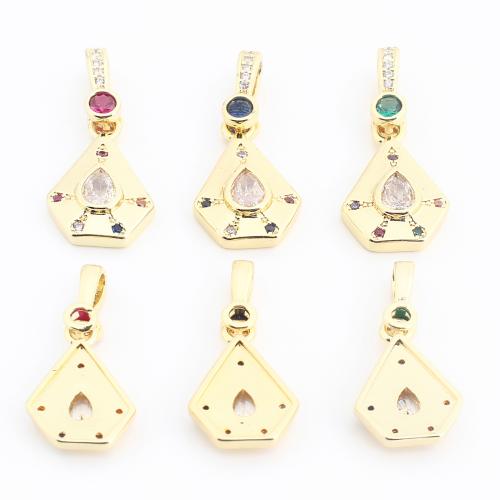 Colgante de Micro Pavé de Zirconía Cúbica, metal, Patrón Geométrico, chapado en color dorado, Bricolaje & micro arcilla de zirconia cúbica, más colores para la opción, 28x12x4mm, Vendido por UD