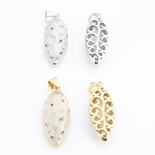 Colgante de Micro Pavé de Zirconía Cúbica, metal, chapado, Bricolaje & micro arcilla de zirconia cúbica & esmalte, más colores para la opción, 31x10x5mm, Vendido por UD
