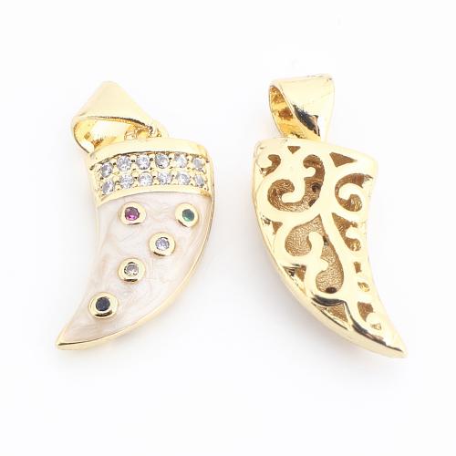 Colgante de Micro Pavé de Zirconía Cúbica, metal, chapado en color dorado, Bricolaje & micro arcilla de zirconia cúbica & esmalte & hueco, 22x9x5mm, Vendido por UD