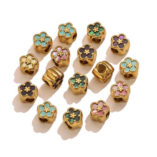Abalorios de acero inoxidable, acero inoxidable 304, Flor, chapado en color dorado, Bricolaje & con diamantes de imitación, más colores para la opción, 10.2x10.2mm, agujero:aproximado 4.3mm, Vendido por UD
