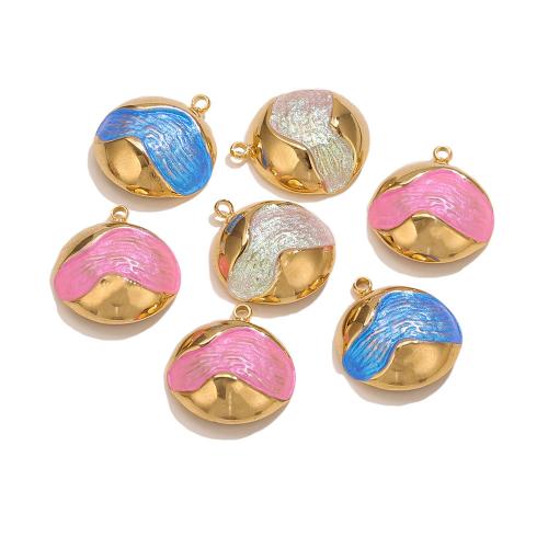 colgantes de acero inoxidable de esmalte, acero inoxidable 304, Esférico, chapado en color dorado, Bricolaje, más colores para la opción, 15.6x17.5mm, agujero:aproximado 1.5mm, Vendido por UD