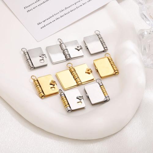 EL Colgante De Acero Inoxidable, acero inoxidable 304, Libro, chapado, Bricolaje, más colores para la opción, 18.3x23.8mm, agujero:aproximado 3.7mm, Vendido por UD