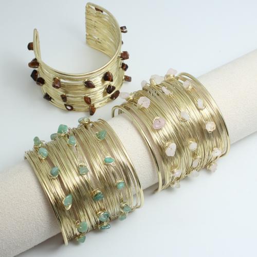 Piedras preciosas Brazalete de brazo, con aleación de zinc, chapado en color dorado, diferentes materiales para la opción & unisexo, Vendido por UD