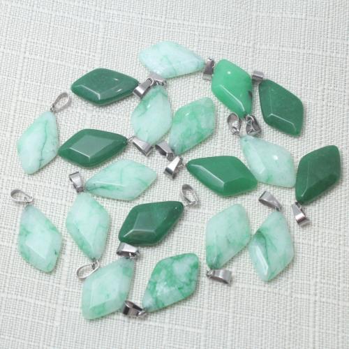 Colgantes de Jade, Rombo, pulido, Bricolaje, verde, 15x29x6mm, Vendido por UD