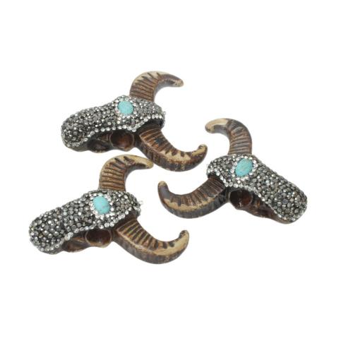 Colgantes de resina de diamante de imitación, con Turquesa natural, Vintage & Bricolaje & con diamantes de imitación, 67x50mm, Vendido por UD