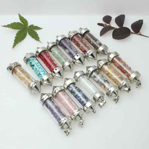 Colgantes semi piedras preciosas de la aleación de Zinc, con Vidrio & aleación de zinc, Bricolaje & diferentes materiales para la opción, 15x20mm, Vendido por UD