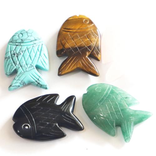 Edelstein Schmuck Anhänger, Fisch, poliert, DIY & verschiedenen Materialien für die Wahl, 34x23x8mm, Bohrung:ca. 2mm, verkauft von PC