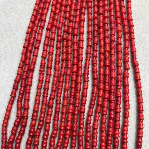 Abalorios de Coral, Bricolaje, Rojo, 4x6mm, aproximado 66PCs/Sarta, Vendido por Sarta
