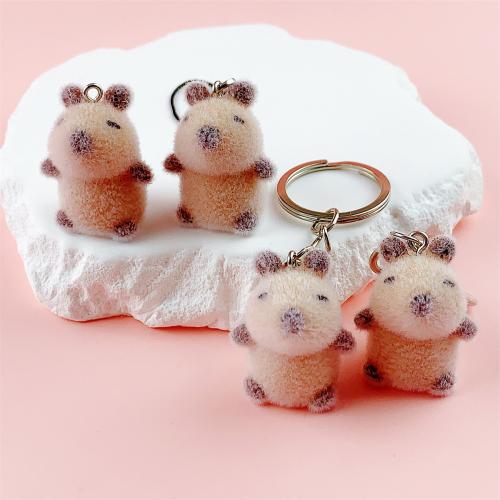 Tier Resin Anhänger, Harz, mit Beflockung Stoff & Zinklegierung, Cartoon, verschiedene Stile für Wahl, 23x30mm, verkauft von PC