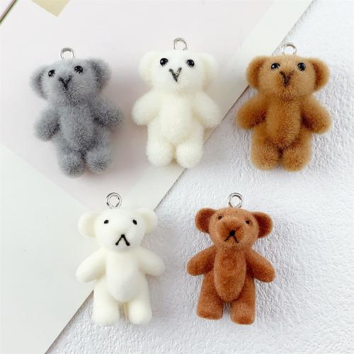 Tier Resin Anhänger, Harz, mit Beflockung Stoff, Bär, DIY & verschiedene Stile für Wahl, verkauft von PC