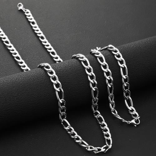 Refine Stainless Steel Jewelry Sets, 304 Stainless Steel, Unisex bracelet length 21cm, necklace length 60cm 