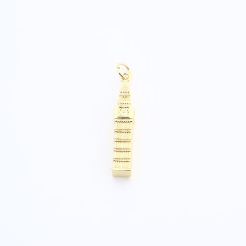 Messing Schmuck Anhänger, Gebäude, goldfarben plattiert, DIY, 26x5x5mm, verkauft von PC