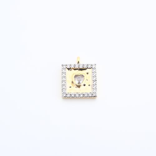 Strass Messing Anhänger, Geometrisches Muster, goldfarben plattiert, DIY & mit Strass, 16x13x3mm, verkauft von PC