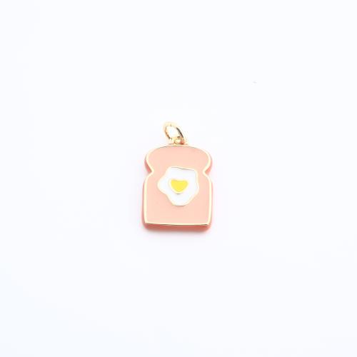 Emaille Messing Anhänger, Brot, goldfarben plattiert, DIY, 20x12x2mm, verkauft von PC