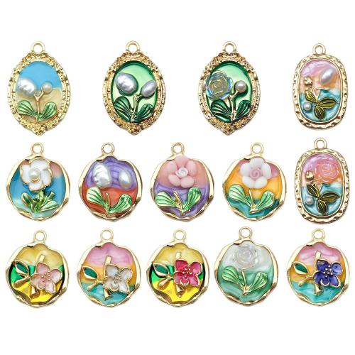 Zink Legierung Emaille Anhänger , Zinklegierung, mit Kunststoff Perlen, plattiert, verschiedene Stile für Wahl & für Frau, keine, verkauft von PC