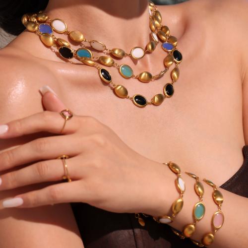 Edelstahl Schmucksets, mit Opal, goldfarben plattiert, verschiedene Stile für Wahl & für Frau, keine, verkauft von Strang