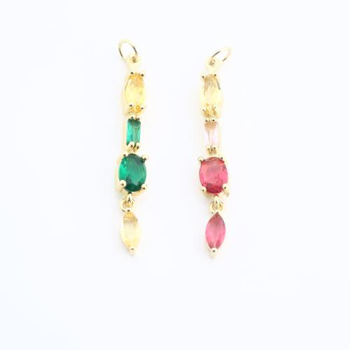 Strass Messing Anhänger, Geometrisches Muster, goldfarben plattiert, DIY & mit Strass, keine, 42x5x4mm, verkauft von PC