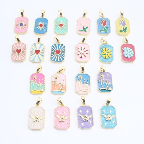 Emaille Messing Anhänger, Geometrisches Muster, goldfarben plattiert, DIY & verschiedene Muster für Wahl, 30x14x2mm, verkauft von PC