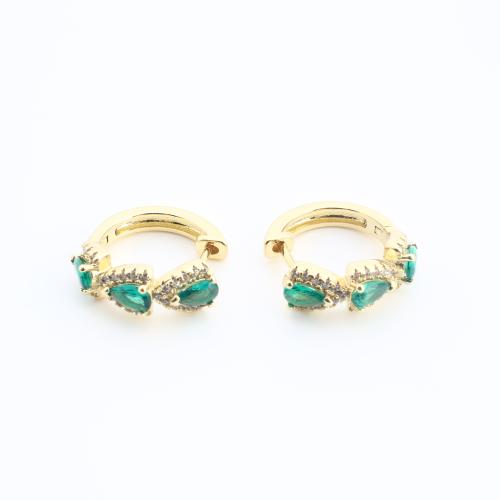 Harz Messing Drop Ohrring, goldfarben plattiert, für Frau & mit Strass, 17x17x6mm, verkauft von Paar