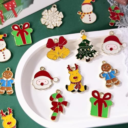 Pendentifs de Noël en alliage de zinc, Placage de couleur d'or, Conception de Noël & DIY & styles différents pour le choix & émail, Vendu par PC