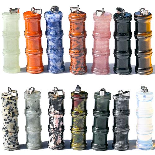 Gemstone Jewelry Pendant, Bamboo, polished, DIY 