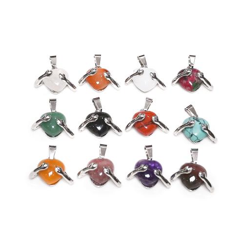 Gemstone Zinc Alloy Pendants, with Zinc Alloy, Heart, DIY 