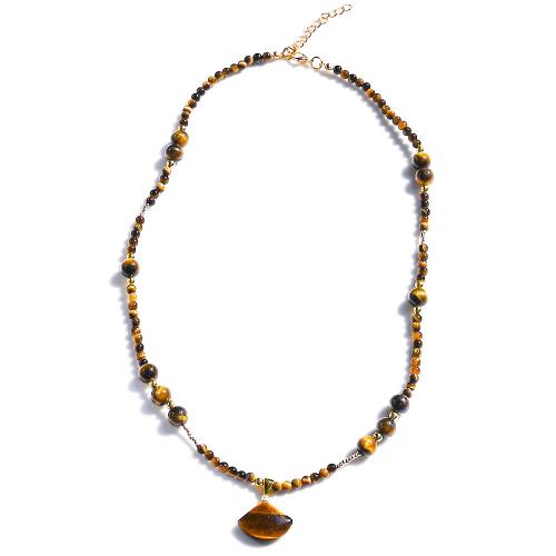 Tiger Eye Necklace, with Zinc Alloy, vintage & Unisex Approx 17.7 Inch 